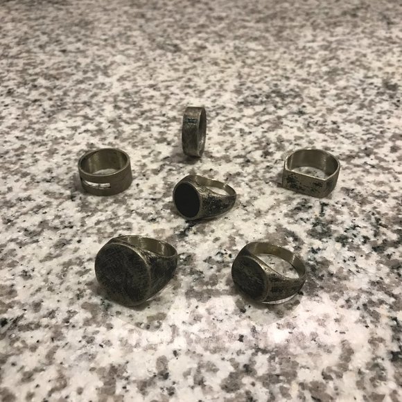 Men's Assortment of Silver Rings - Picture 2 of 2